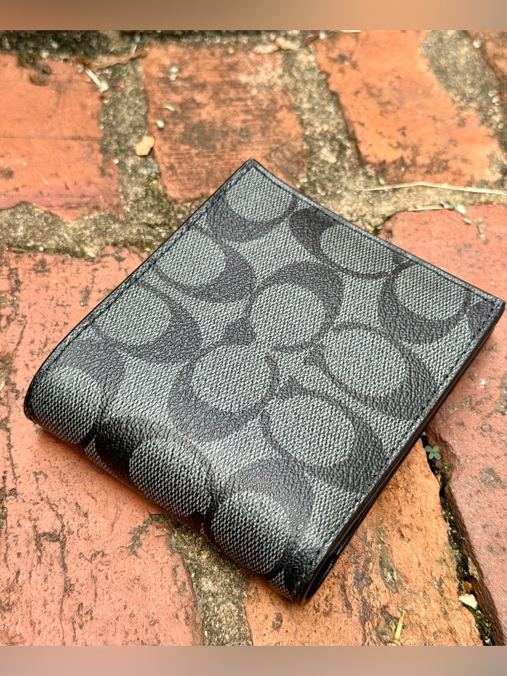 NWT Coach Men's 3-in-1 Wallet Signature Canvas & Leather Charcoal and Black